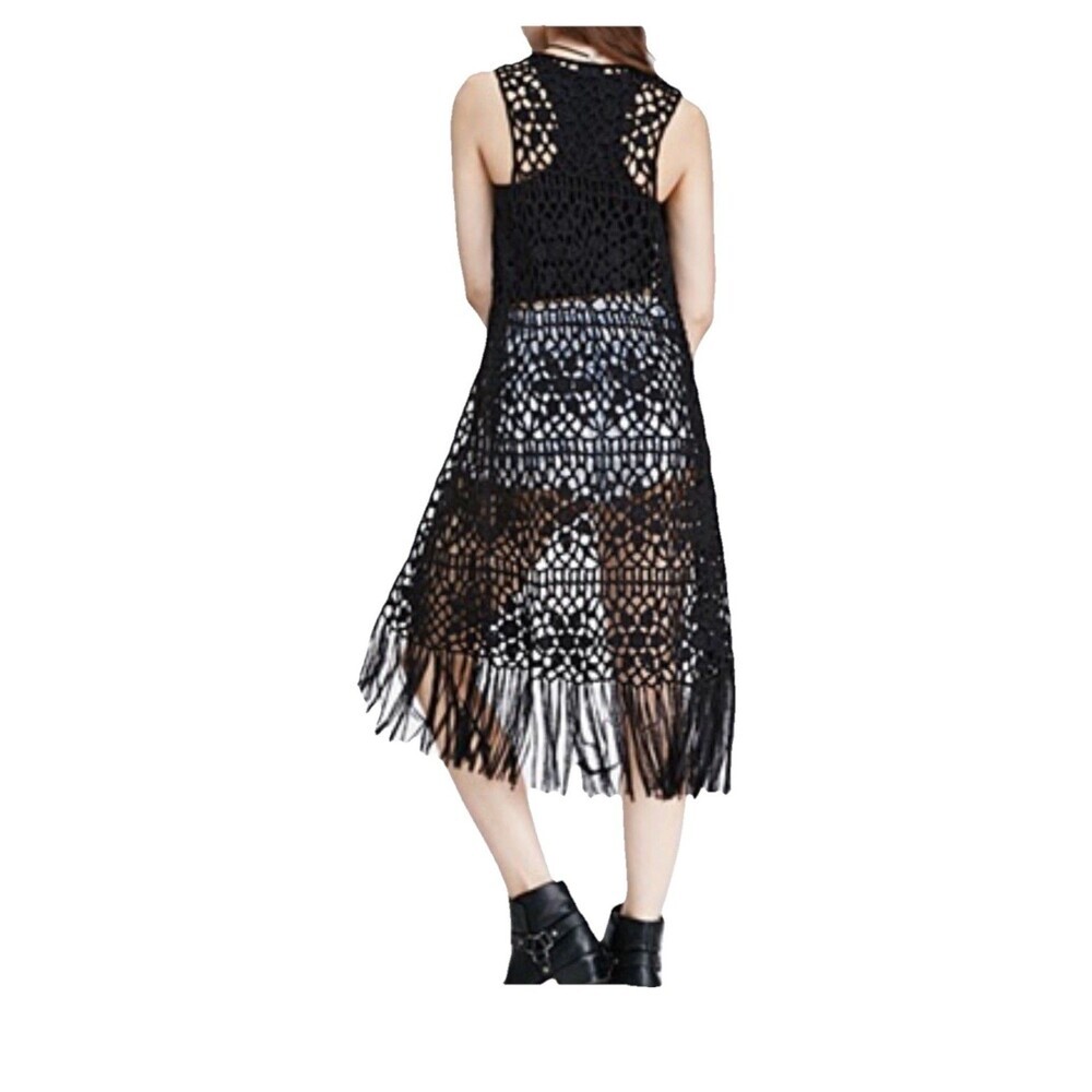 Crochet Vest Say What ?Sleeveless  Black  Size L